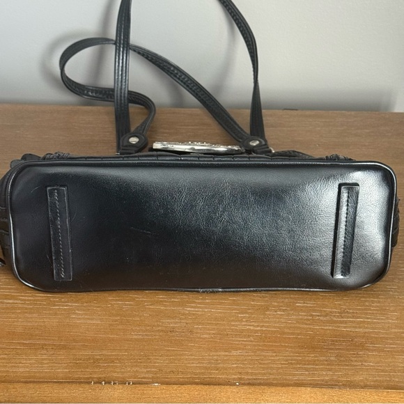 M.C. Marc Chantal Black Crocodile Embossed Leather Shoulder Handbag Purse - Picture 6 of 13